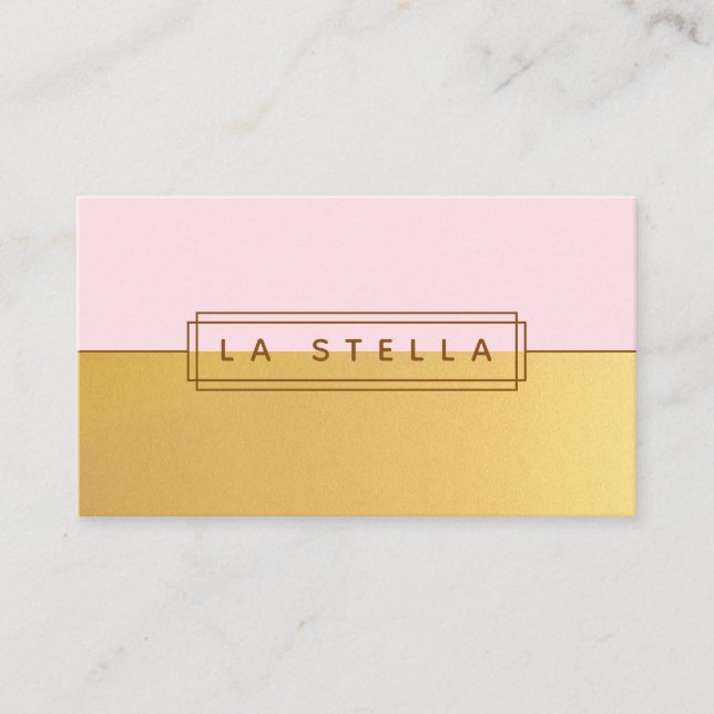 Cartão De Visita Divisão mínima Dourada e rosa | Quadro de Linha Ge (Frente)
