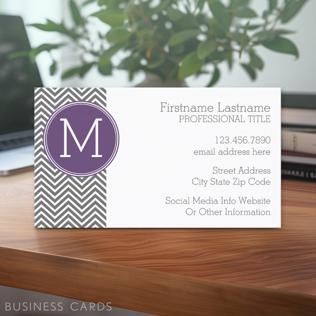 Cartão De Visita Divisões de cinzas com Monograma Personalizado Clá (Custom Business Card - Online Template Plus Low Quantity Printing)