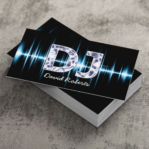 Cartão De Visita DJ Blue Sound Waves Professional Deejay Music