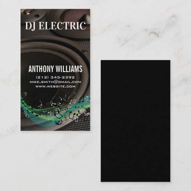 Cartão De Visita DJ | Caixas de Som | Engenheiro de som (Frente/Verso)