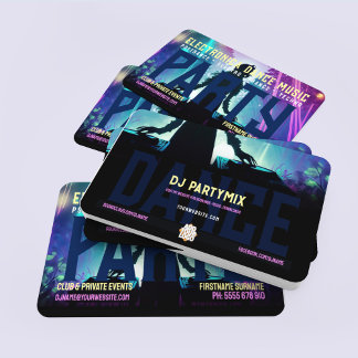 Cartão De Visita DJ Dance Party Forest Rave Twin Decks