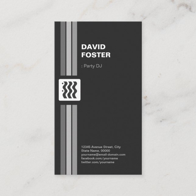 Cartão De Visita DJ do Partido - Premium de Lado Duplo (Frente)