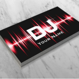 Cartão De Visita DJ Modern Red Beats Professional Deejay Music