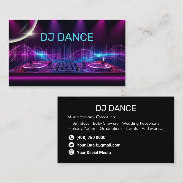 Cartão De Visita DJ Moderno (Frente/Verso)