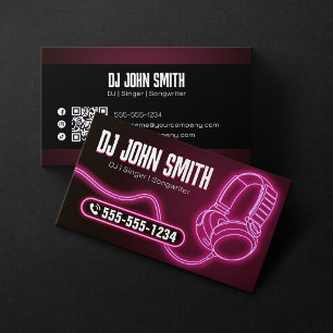 Cartão De Visita Djs Cantor Compositor Fone de Ouvido Neon Música P