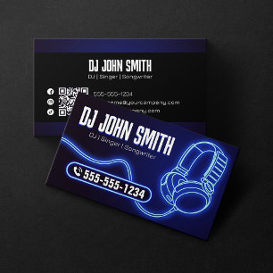 Cartão De Visita Djs Cantor Compositor Fone de Ouvido Neon Música P