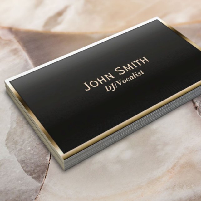 Cartão De Visita DJs Modern Dourado Frame Music (Criador carregado)