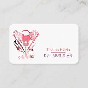 Cartão De Visita DJs Music Instruments Organizer Rosa