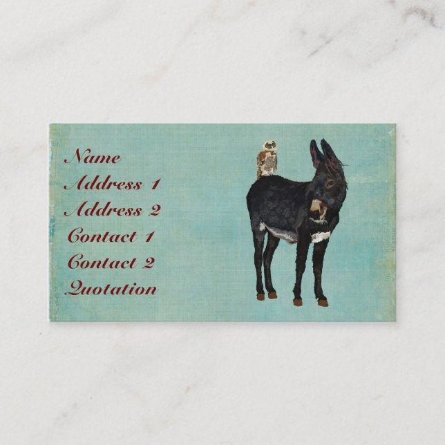 Cartão de visita do ASNO & da CORUJA do ÍNDIGO (Frente)