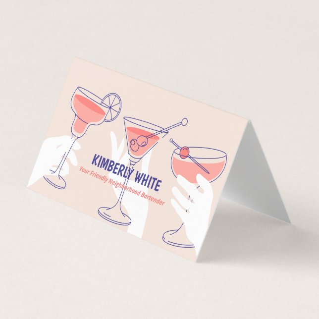 Cartão de visita do barman QR dobrado (Frente)