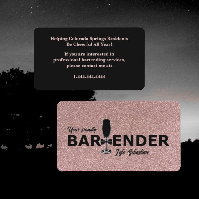 Cartão de visita do bartender de eventos Dourado S (Criador carregado)