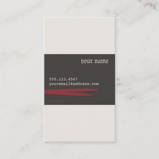 Cartão de visita do baterista (Frente)