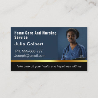 Cartão de visita do Blue Black Home Health Aide