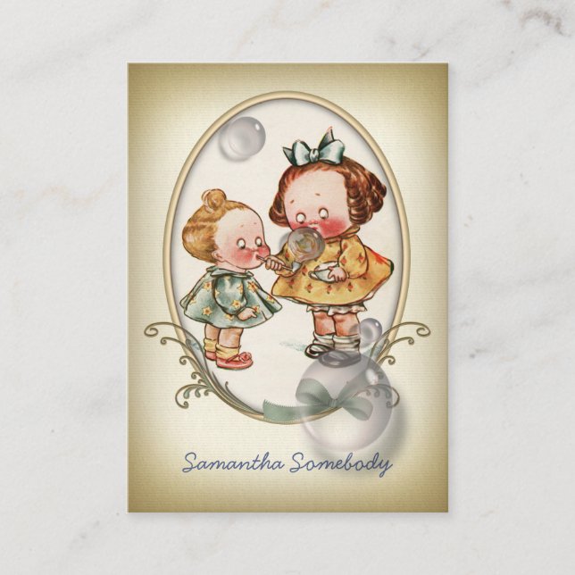 Cartão de visita do cartão das crianças minúsculas (Frente)