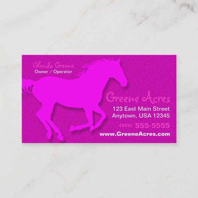 Cartão de visita do cavalo - rosa (Frente)