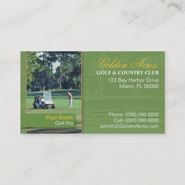 Cartão de visita do clube do golfe (Frente)