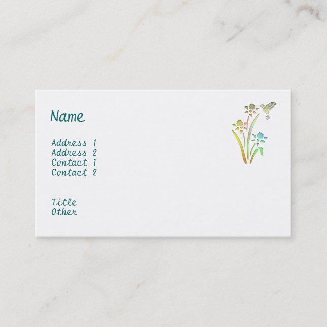 Cartão de visita do colibri (Frente)