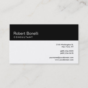 Cartão de visita do consultor moderno preto e bran