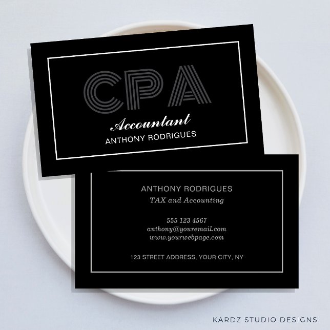 Cartão de visita do Contador Elegante Moderno (Accountant business cards shown in 3.5 x 2 inch. size, more sizes and colors are available.)