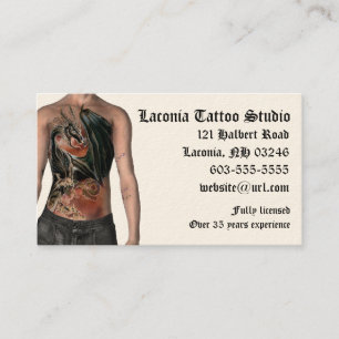 Cartão de visita do costume do estúdio do tatuag
