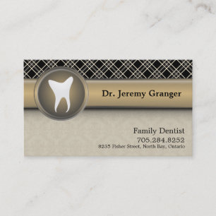 Cartão de visita do dentista - bege & ouro do