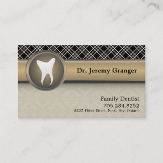 Cartão de visita do dentista - bege & ouro do