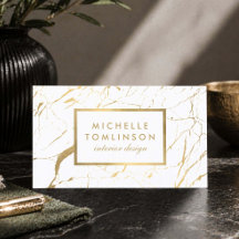 Cartão de visita do Designer de Marble Branco e Do