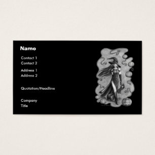 Cartão de visita do Dia das Bruxas da bruxa e da