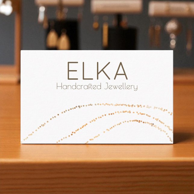 Cartão de visita do Elegante Dourado Dots Designer (Criador carregado)