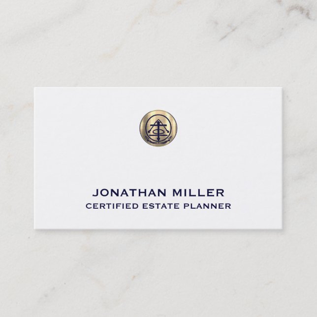 Cartão de visita do Estate Planner | Branco e Dour (Frente)