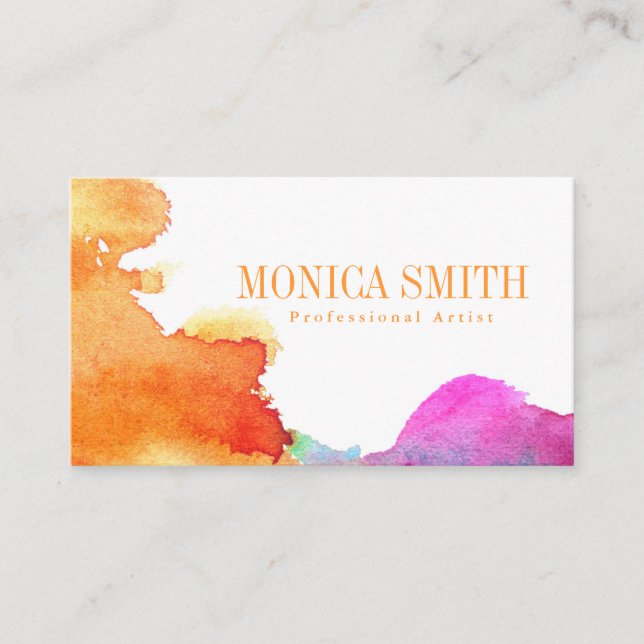 Cartão de visita do Estilo de Aquarela do Artista (Frente)