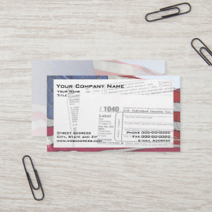 Cartão de visita do formulário de imposto federal