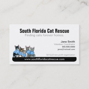 Cartão De Visita Do gato do salvamento lucro Tagline preto não