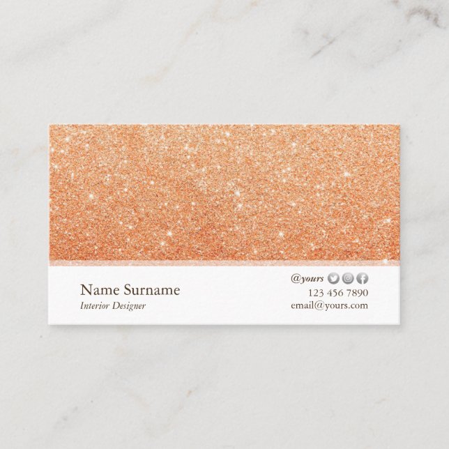 Cartão de visita do Glitter Interior do Minimalist (Frente)