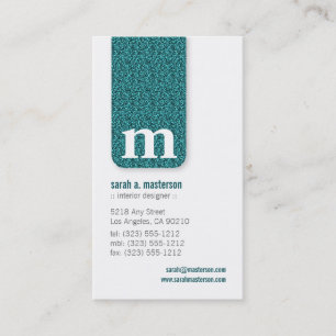 Cartão de visita do Glitter Monogram Designer (pa