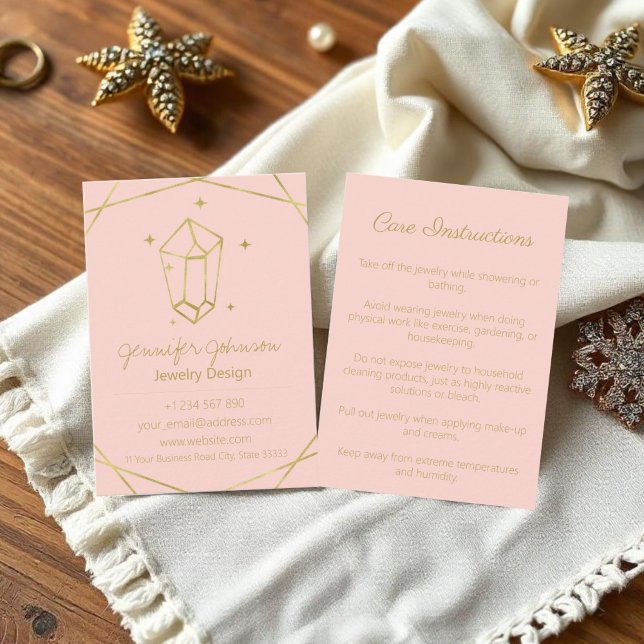 Cartão de visita do Gold Foil Geométrico JewelCare (Criador carregado)