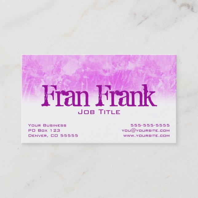 Cartão de visita do Grunge Rosa (Frente)