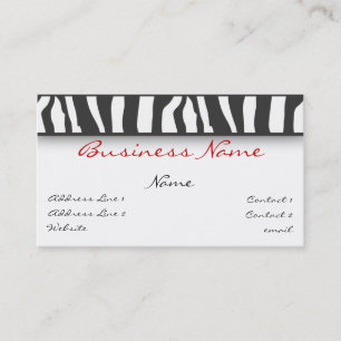 Cartão de visita do impressão da zebra
