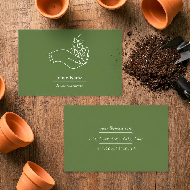 Cartão de visita do jardineiro doméstico (Home gardener plant business card.)