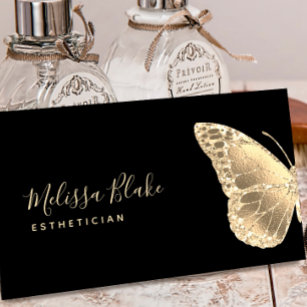 cartão de visita do logotipo da borboleta dourada 