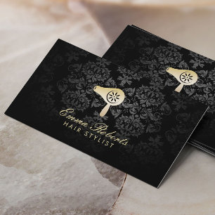 Cartão De Visita Do logotipo Dourado do secador do sopro do