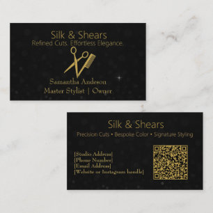 Cartão de visita do Luxury Hair Studio com Glitter