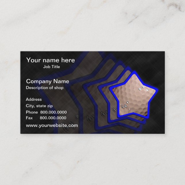 Cartão de visita do modelo da estrela do golfe (Frente)