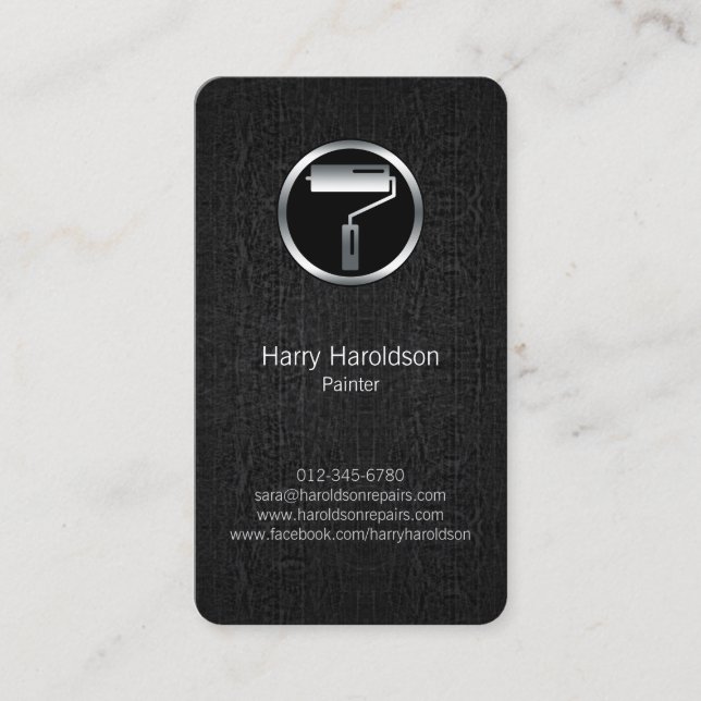 Cartão de visita do Paint Roller Brusch Grunge Pai (Frente)