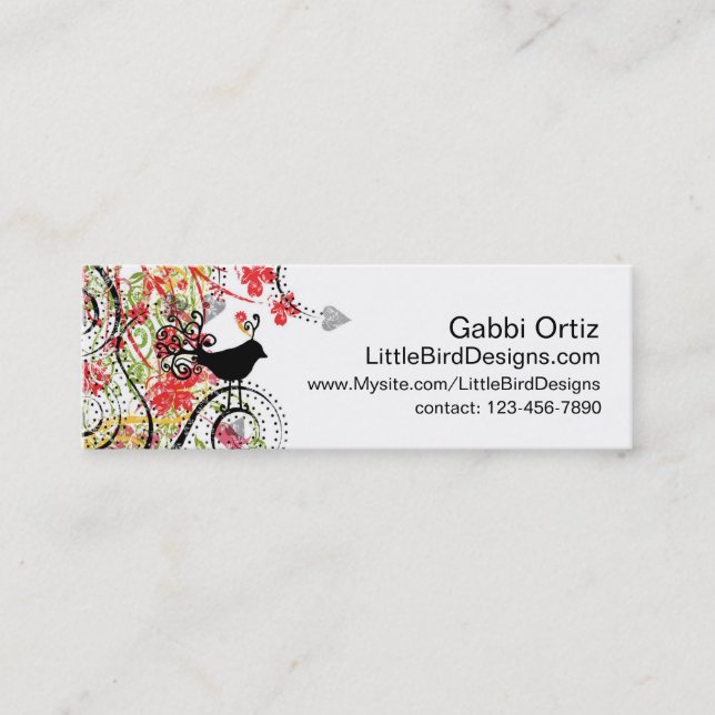 Cartão de visita do pássaro, cartão dos trabalhos (Frente)