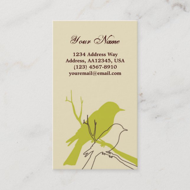 Cartão de visita do pássaro (creme) (Frente)