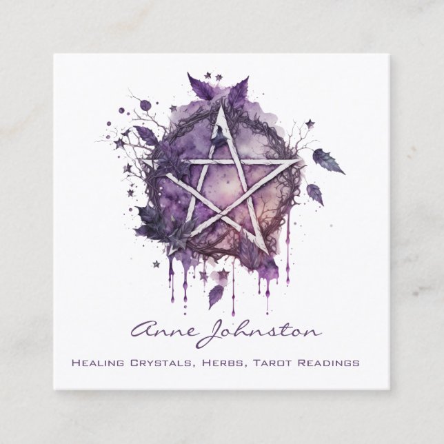 Cartão de visita do Pentagrama Púrpura de Watercol (Frente)