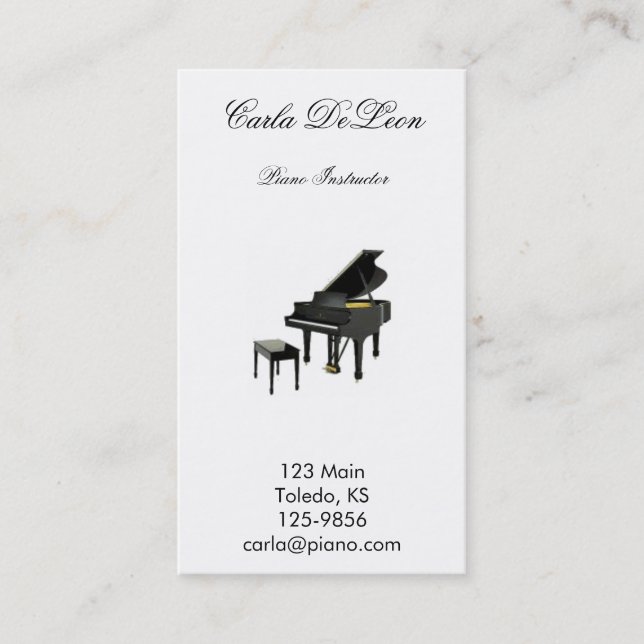 Cartão de visita do piano (Frente)