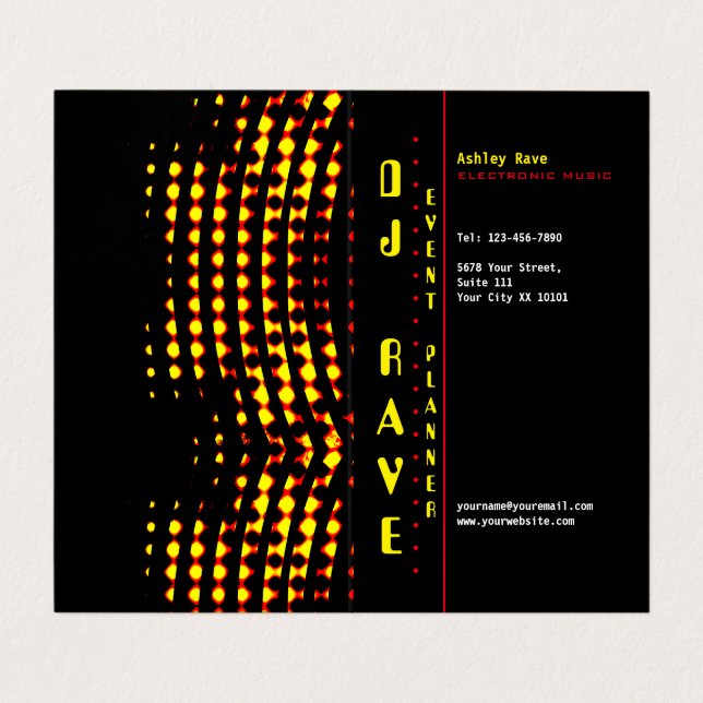 Cartão de visita do Planejador de Eventos DJ Dobra (Interior Desdobrado)