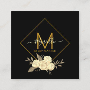 Cartão de visita do Planejador de Eventos Preto Do